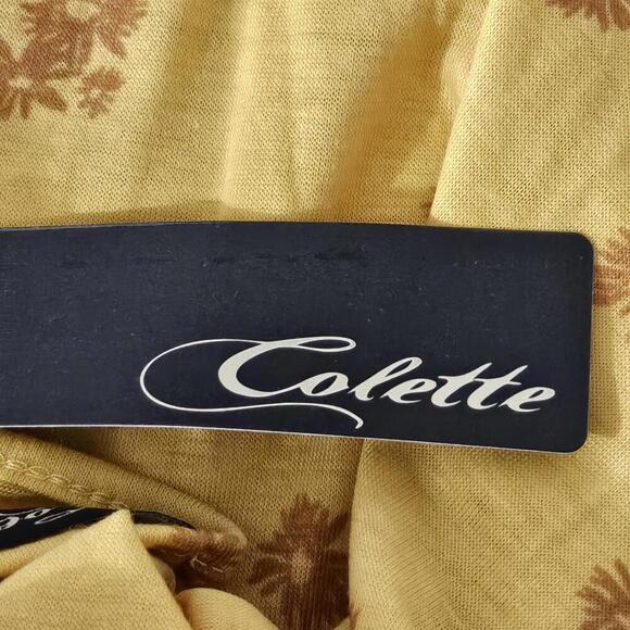 2/$30 Colette Yellow Floral Slit Twist Sleeve Blouse Size L | Bright & Feminine - Picture 5 of 6